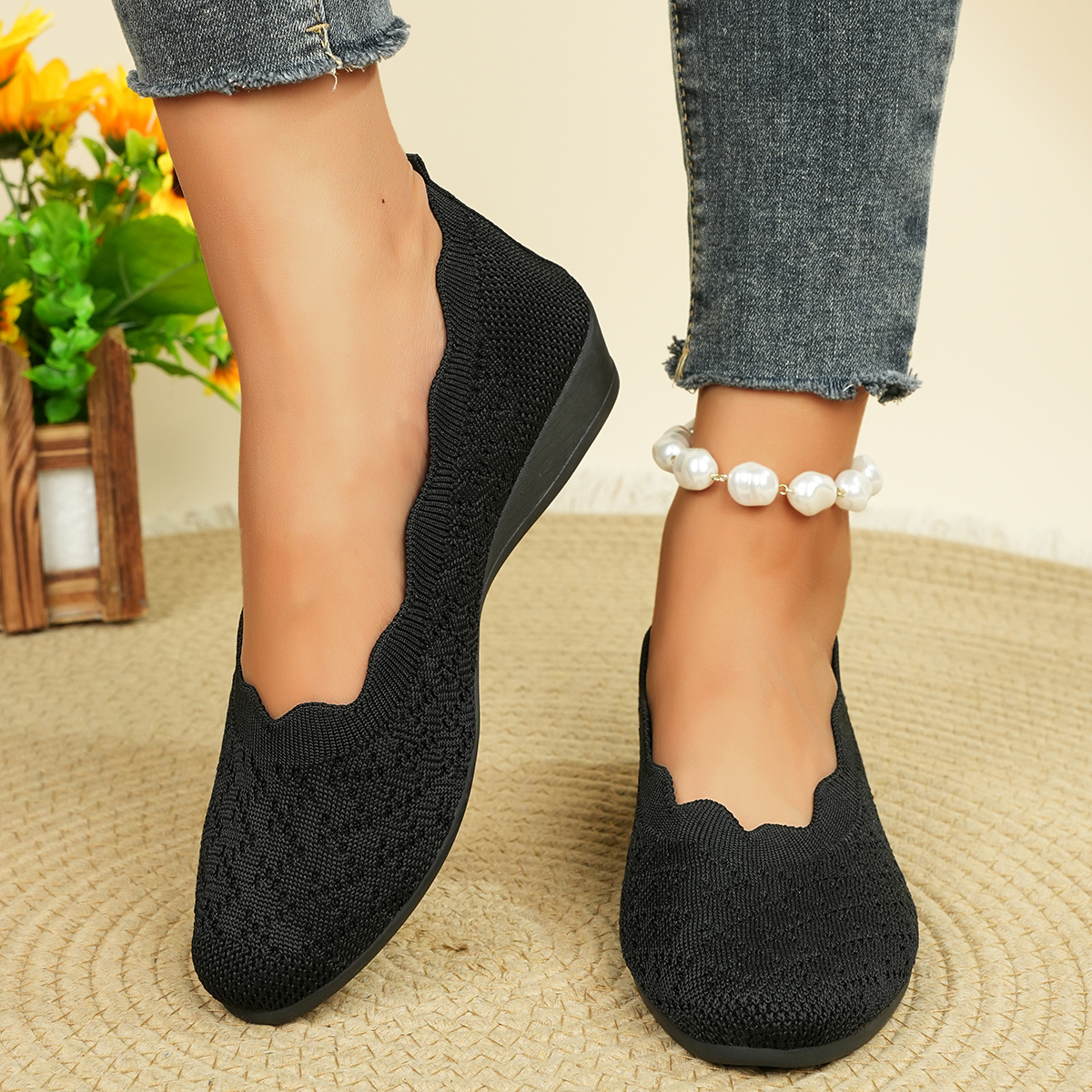 Women'S Fashion Loafers - Women's Breathable Knit Flats 2025 New