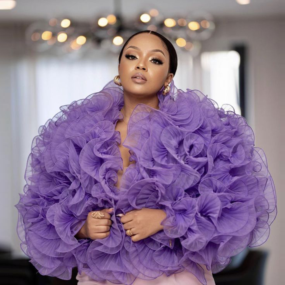 Women Fashion Photoshoot - Purple Ruffles Tulle Top Women Puffy