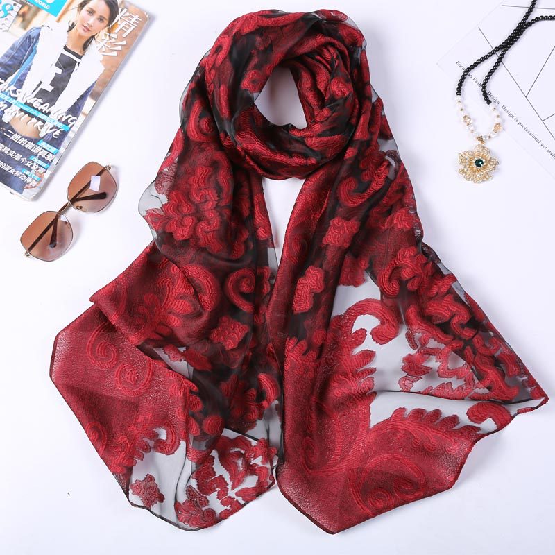 Women'S Fashion Poncho - Hot Selling 180*70 Organza Silk Embroidery