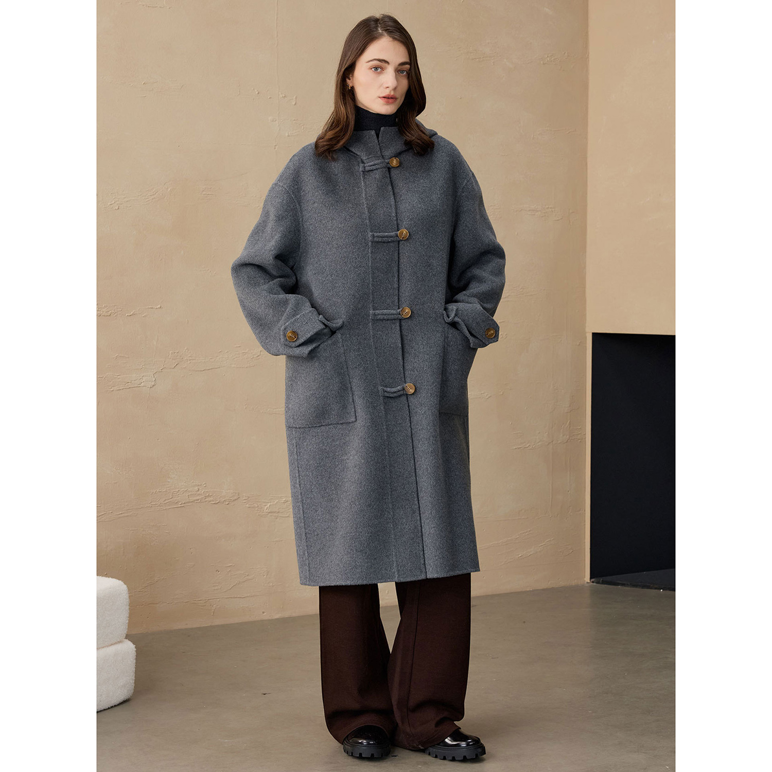 Women'S Fashion Long Coat - Allingentle Women's Blazer Woolen Fashion Long