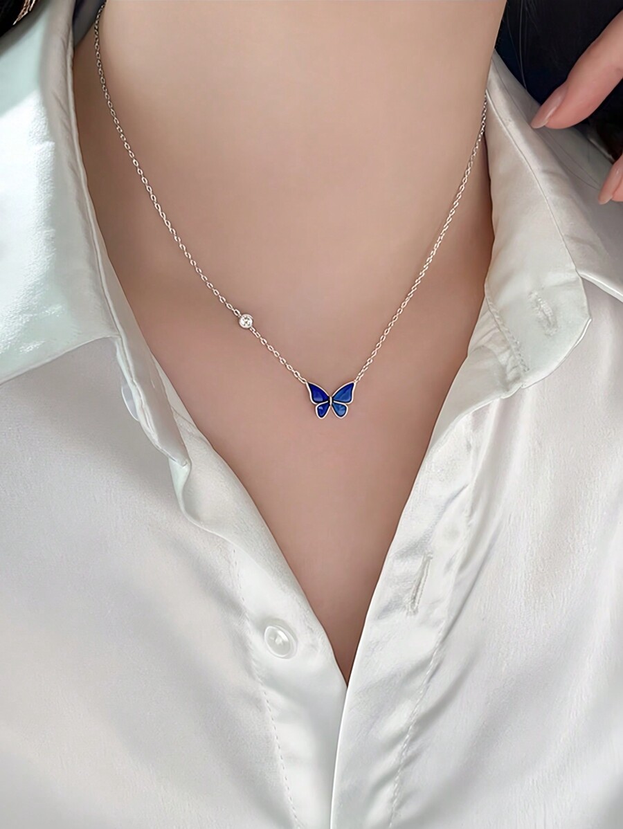 Women Fashion Necklace - Stylish Color-Changing Butterfly Necklace For Women,