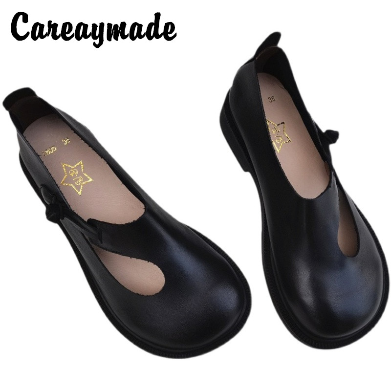 Women'S Fashion Loafers - Careaymade-Genuine leather big shoes retro national