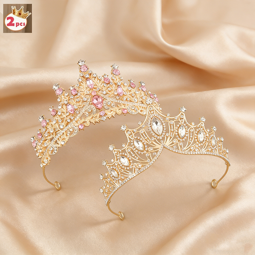 Women'S Fashion Line - Luxurious Sweet Rainbow Crystal Crown Set
