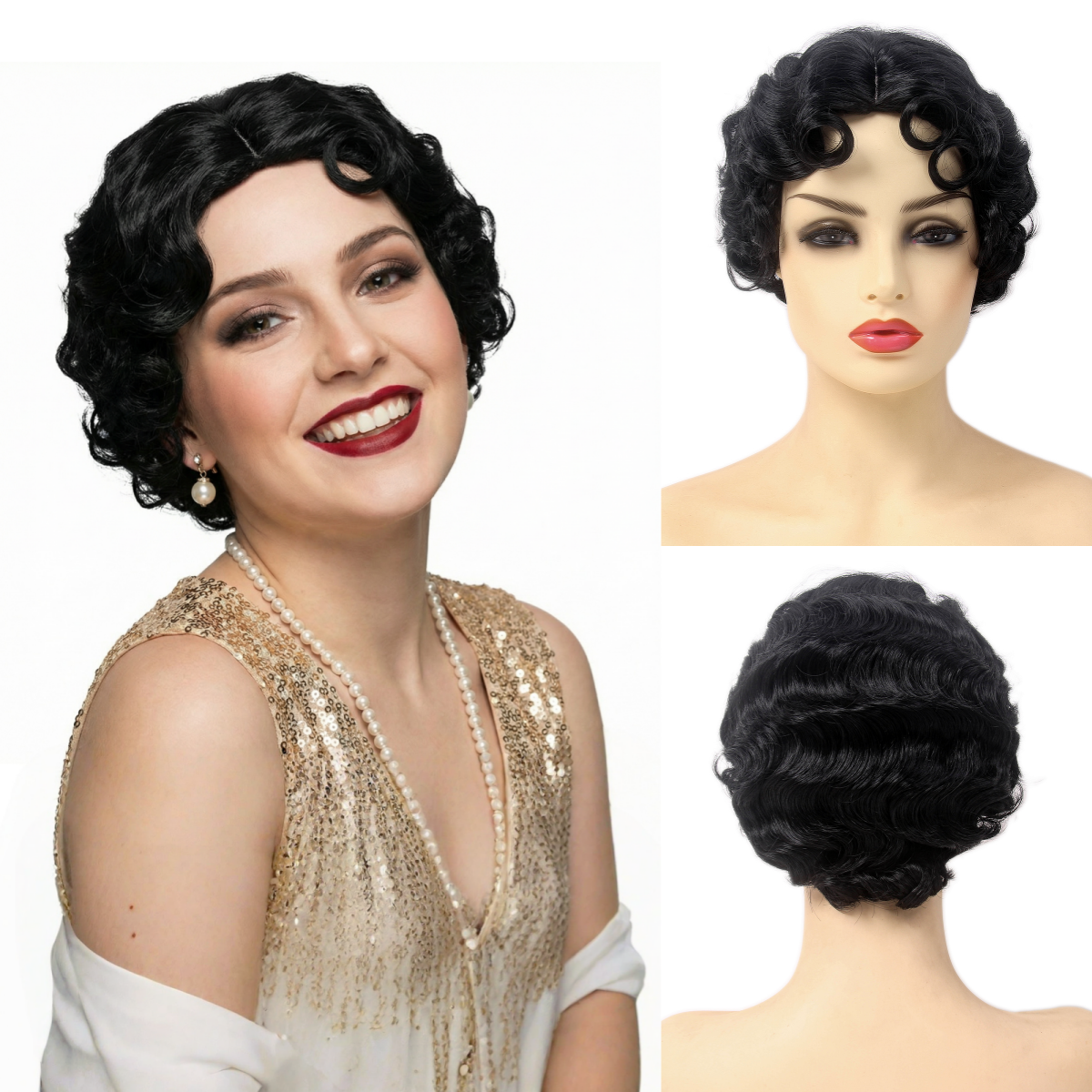 Women'S Fashion Of The 1920S - REEWES Short Curly Finger Wave Wigs