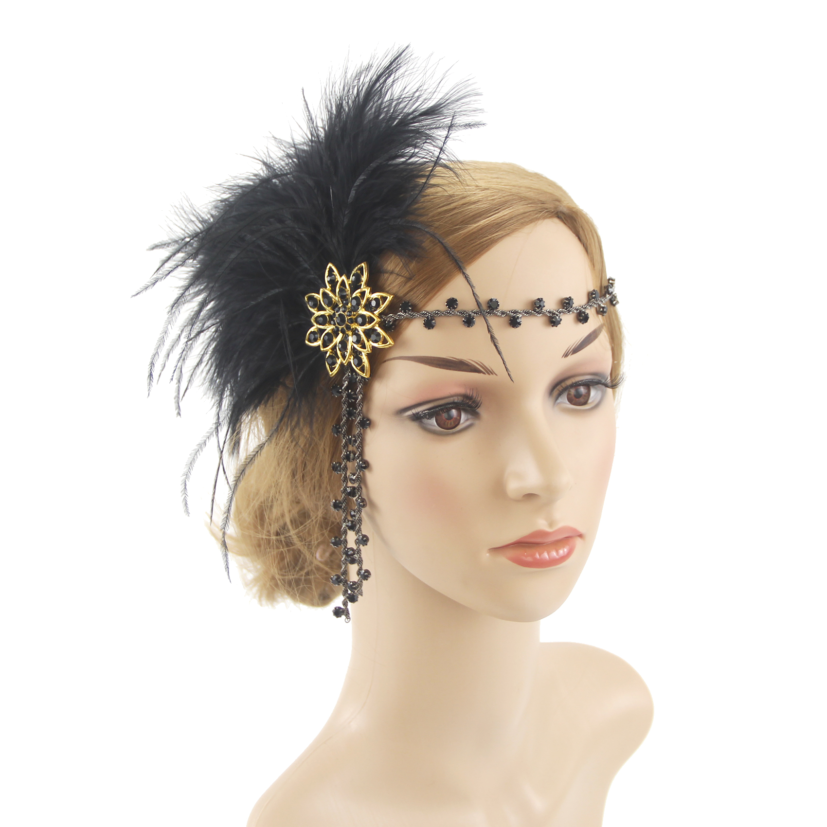 Women'S Fashion Of The 1920S - Peacock Feather Elastic Hair Band, 1920s