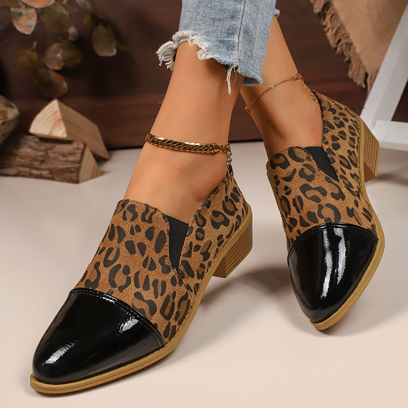 Women'S Fashion Loafers - Leopard Printed Women's Low Heel Pumps
