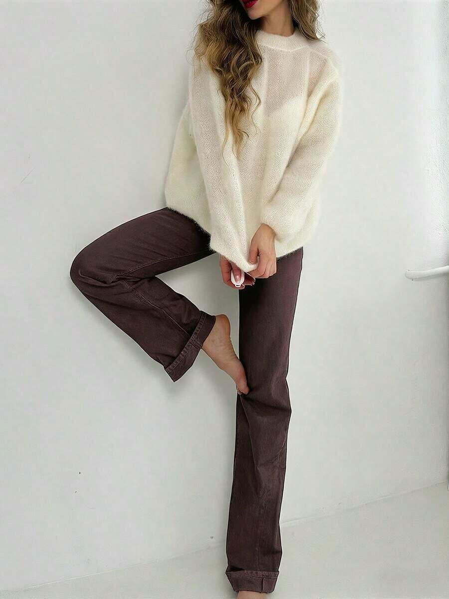 Womens Mid-Rise Loose Wide Leg - Mom Jeans Women incelemesi ve fiyatı