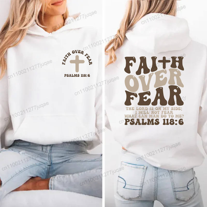 Faith Over Fear Print Sweatshi - Women Fashion Over 50 incelemesi ve fiyatı