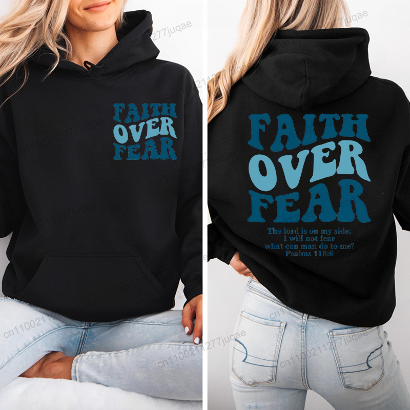 Faith Over Fear Print Sweatshi - Women Fashion Over 50 incelemesi ve fiyatı