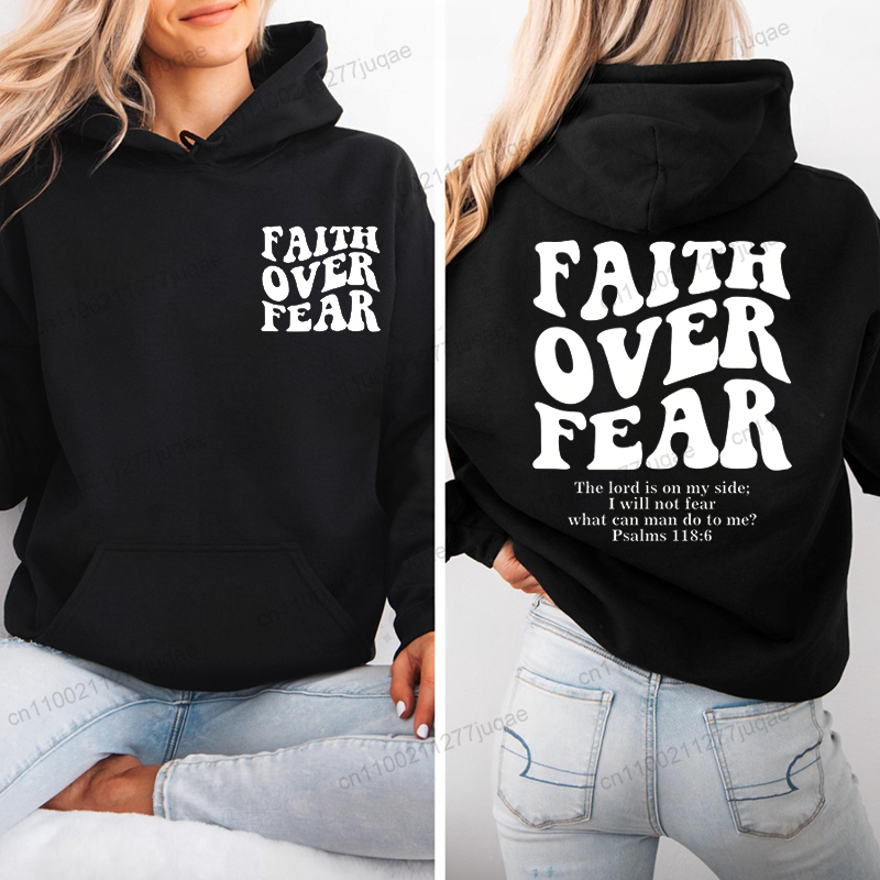Faith Over Fear Print Sweatshi - Women Fashion Over 50 incelemesi ve fiyatı
