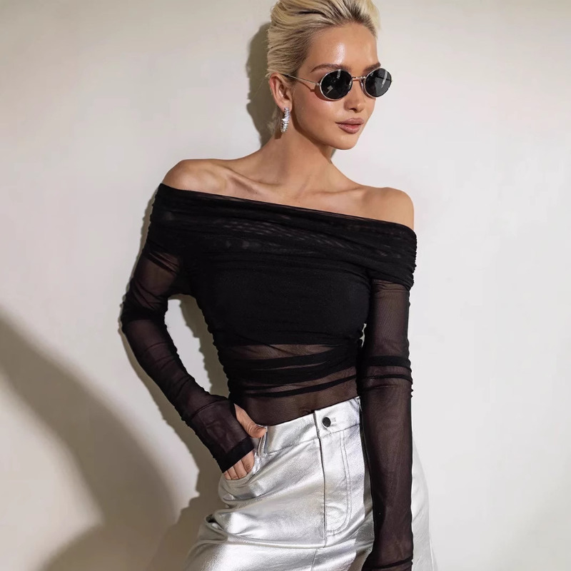 Women  Mesh Off Shoulder Top S - Crop Top Women incelemesi ve fiyatı