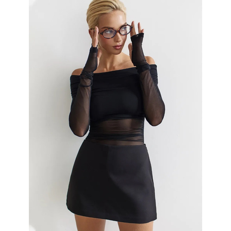 Women  Mesh Off Shoulder Top S - Crop Top Women incelemesi ve fiyatı