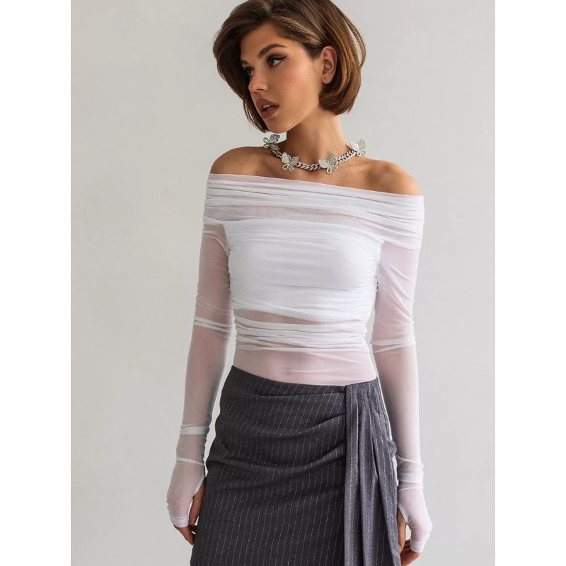 Women  Mesh Off Shoulder Top S - Crop Top Women incelemesi ve fiyatı