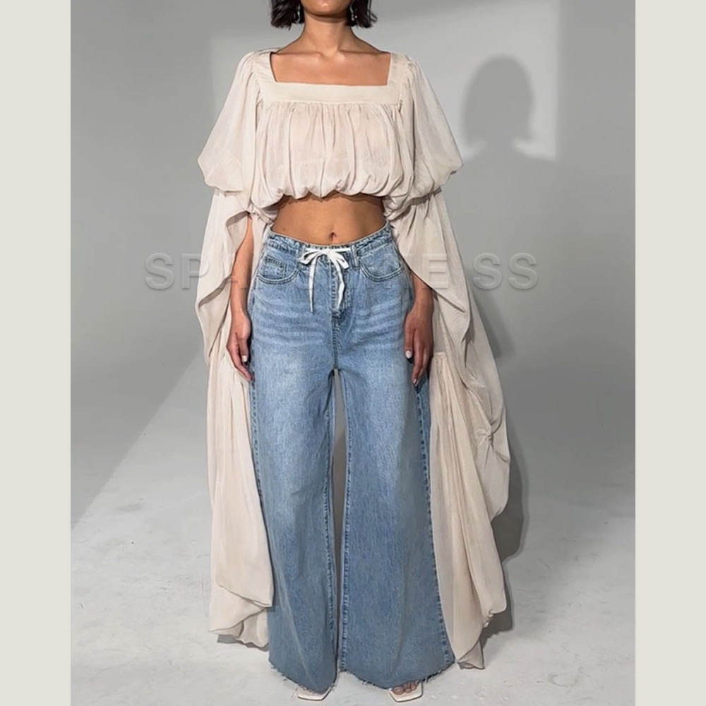 Women Chiffon Crop Top, Puff L - Crop Top Women incelemesi ve fiyatı