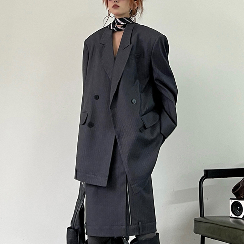TWOTWINSTYLE Hit Color Striped - Women'S Fashion Long Coat incelemesi ve fiyatı