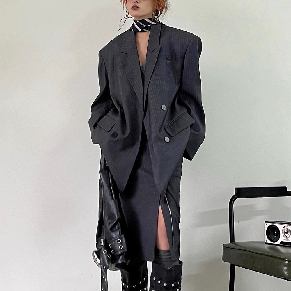TWOTWINSTYLE Hit Color Striped - Women'S Fashion Long Coat incelemesi ve fiyatı