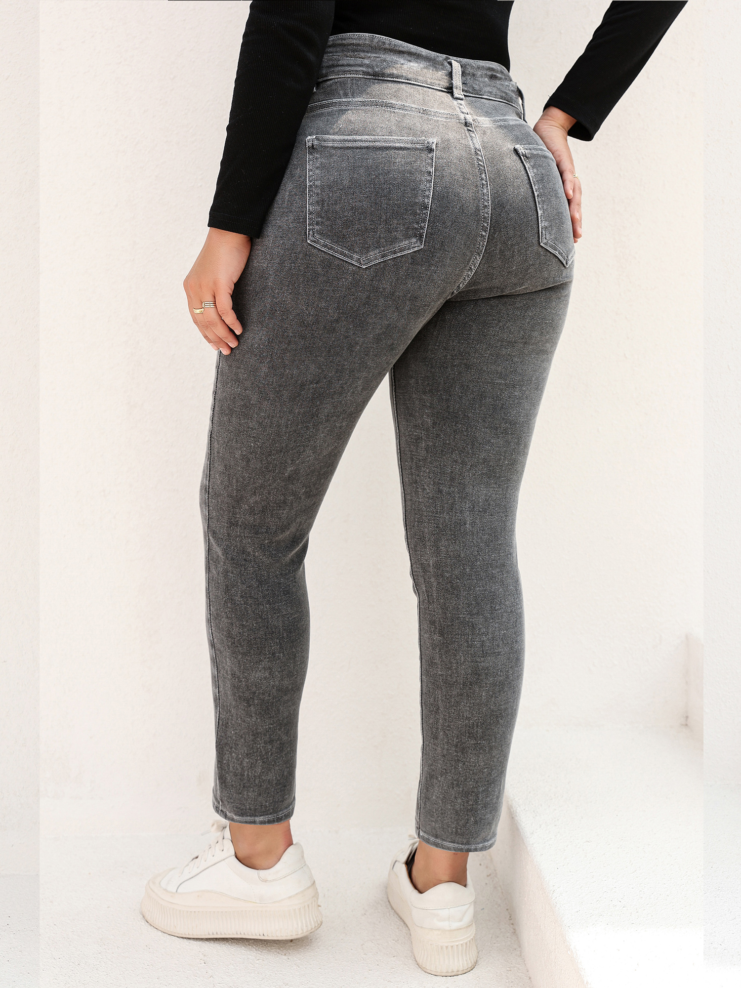 Plus Size Gray Jeans for Women - Mom Jeans Women incelemesi ve fiyatı