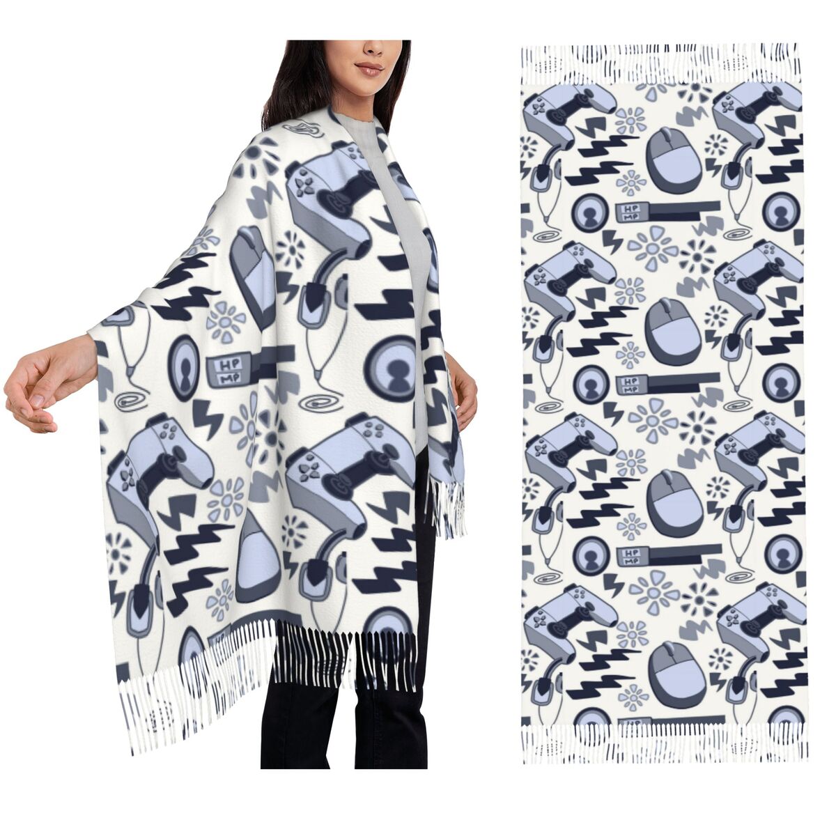 Video Gamers Print In Blue Gra - Women Fashion Video incelemesi ve fiyatı