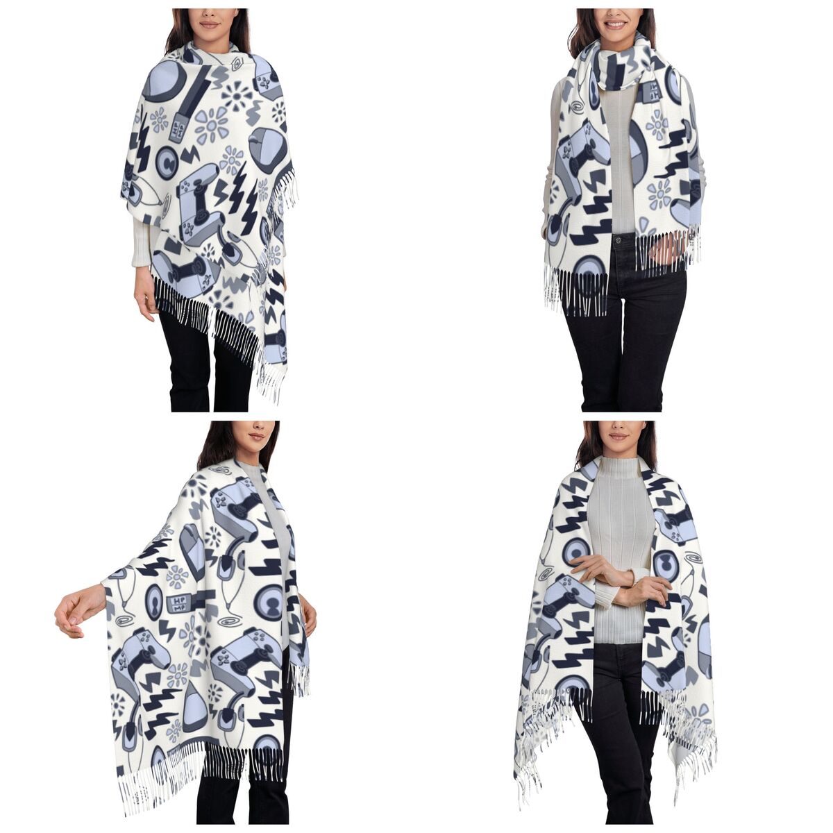 Video Gamers Print In Blue Gra - Women Fashion Video incelemesi ve fiyatı
