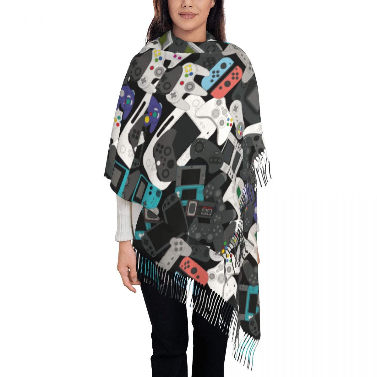 Gamer Controller Tassel Scarf  - Women Fashion Video incelemesi ve fiyatı