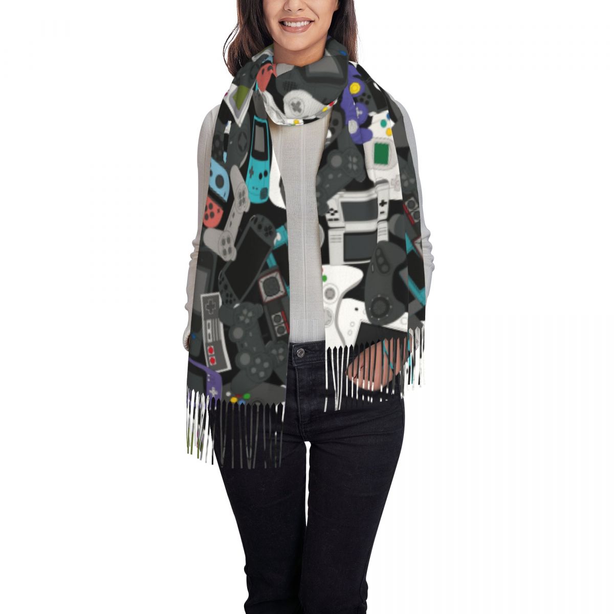 Gamer Controller Tassel Scarf  - Women Fashion Video incelemesi ve fiyatı