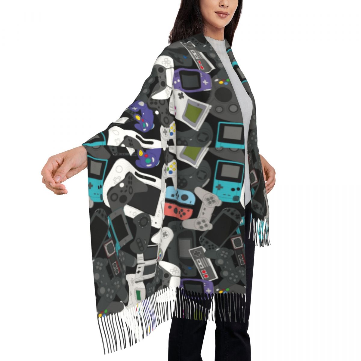 Gamer Controller Tassel Scarf  - Women Fashion Video incelemesi ve fiyatı