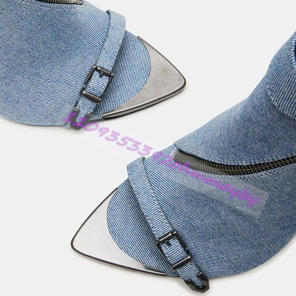 Summer Blue Denim Pointed-Toe  - Fashion Women Belt incelemesi ve fiyatı