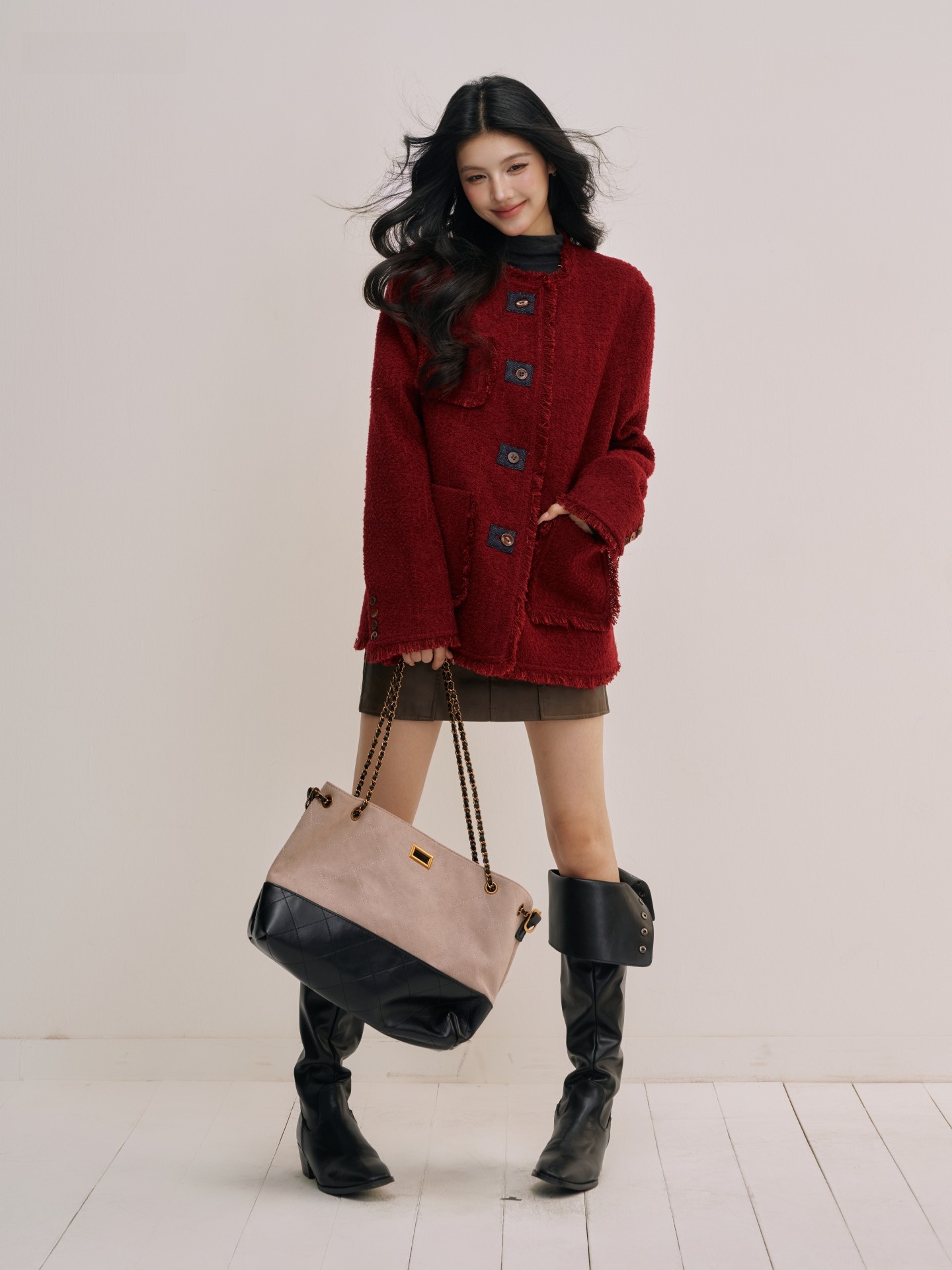 Romantic Red Gold Woolen Coat  - Women'S Fashion E Commerce incelemesi ve fiyatı
