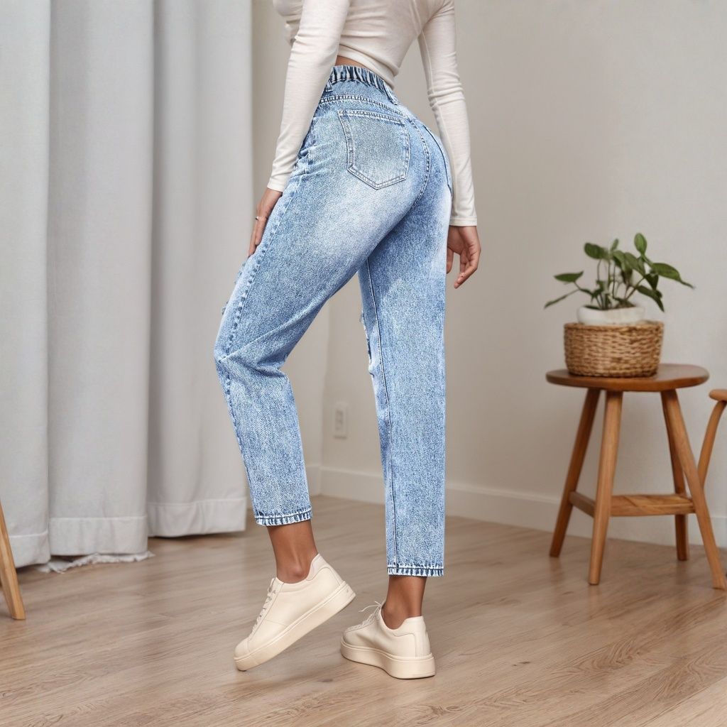 Women's Slim Fit Jeans with Ri - Mom Jeans Women incelemesi ve fiyatı