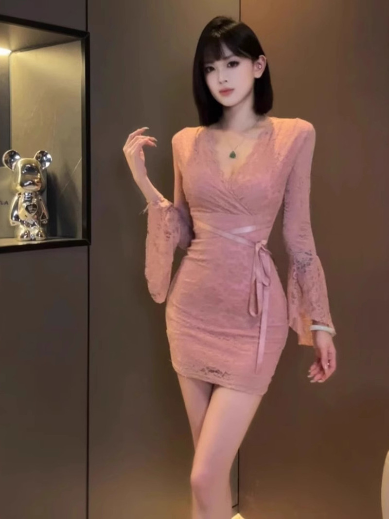 Sexy Lace Bell Sleeve Dress Wo - Women Fashion Dress Names incelemesi ve fiyatı
