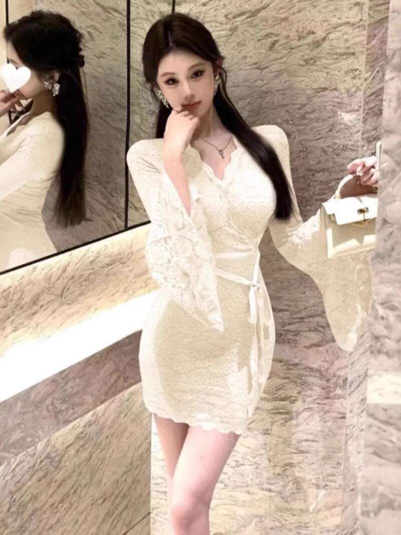 Sexy Lace Bell Sleeve Dress Wo - Women Fashion Dress Names incelemesi ve fiyatı