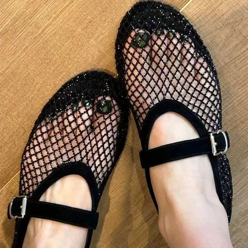 Hollow Rhinestone Baotou Sanda - Women'S Fashion Loafers incelemesi ve fiyatı