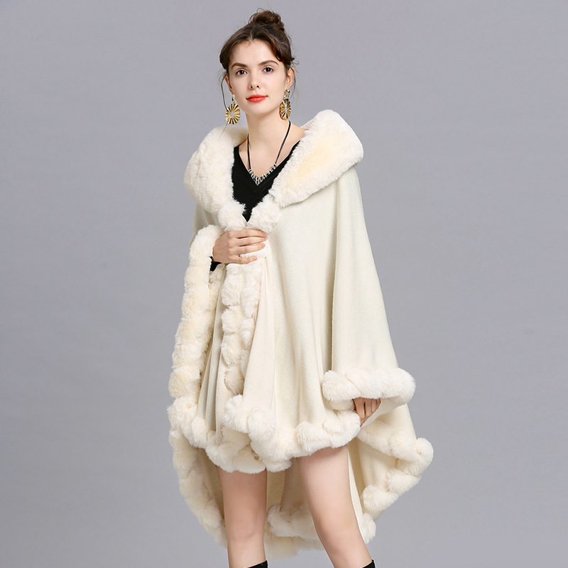Oversize Winter Big Faux Rabbi - Women'S Fashion Poncho incelemesi ve fiyatı
