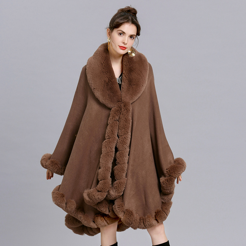 Oversize Winter Big Faux Rabbi - Women'S Fashion Poncho incelemesi ve fiyatı