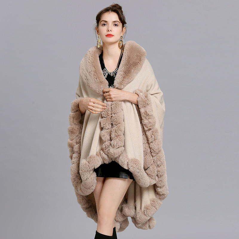 Oversize Winter Big Faux Rabbi - Women'S Fashion Poncho incelemesi ve fiyatı