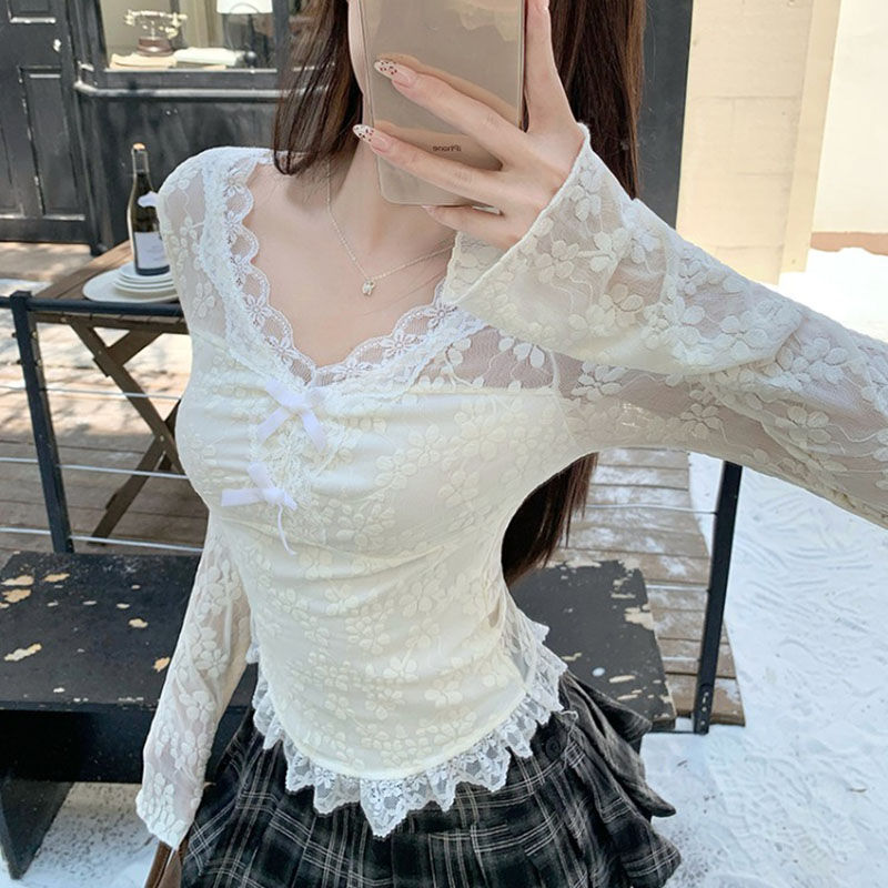 Women Long Sleeved T-shirt V-n - Women Fashion Necklace incelemesi ve fiyatı