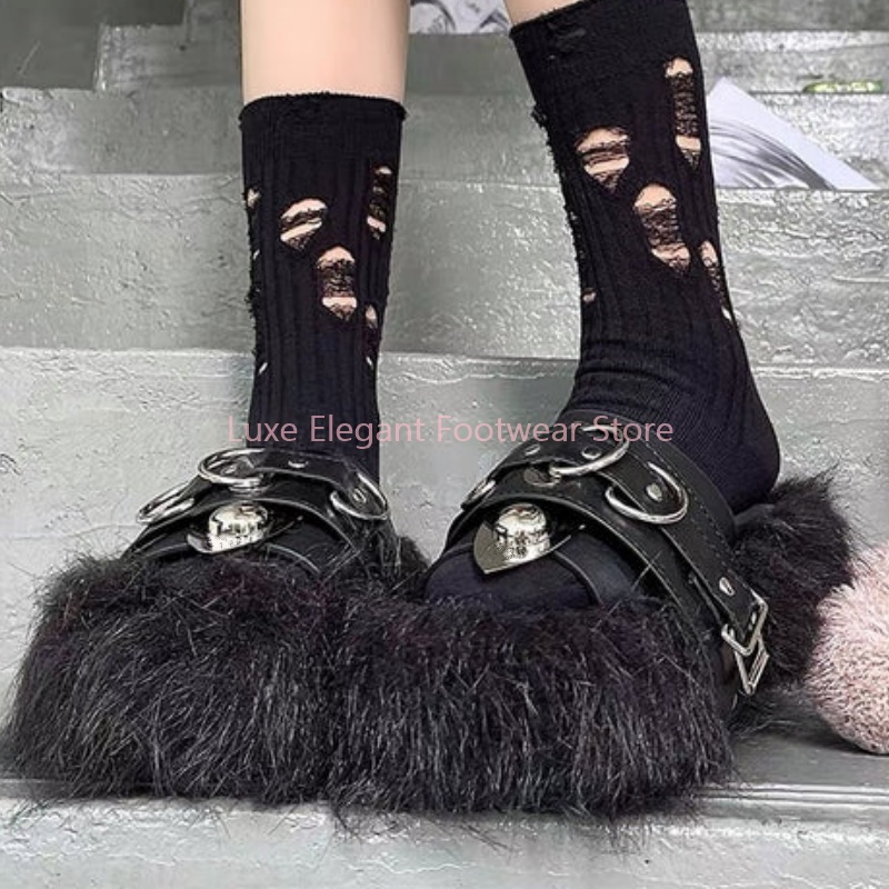 Black Furry Platform Belt Buck - Fashion Women Belt incelemesi ve fiyatı