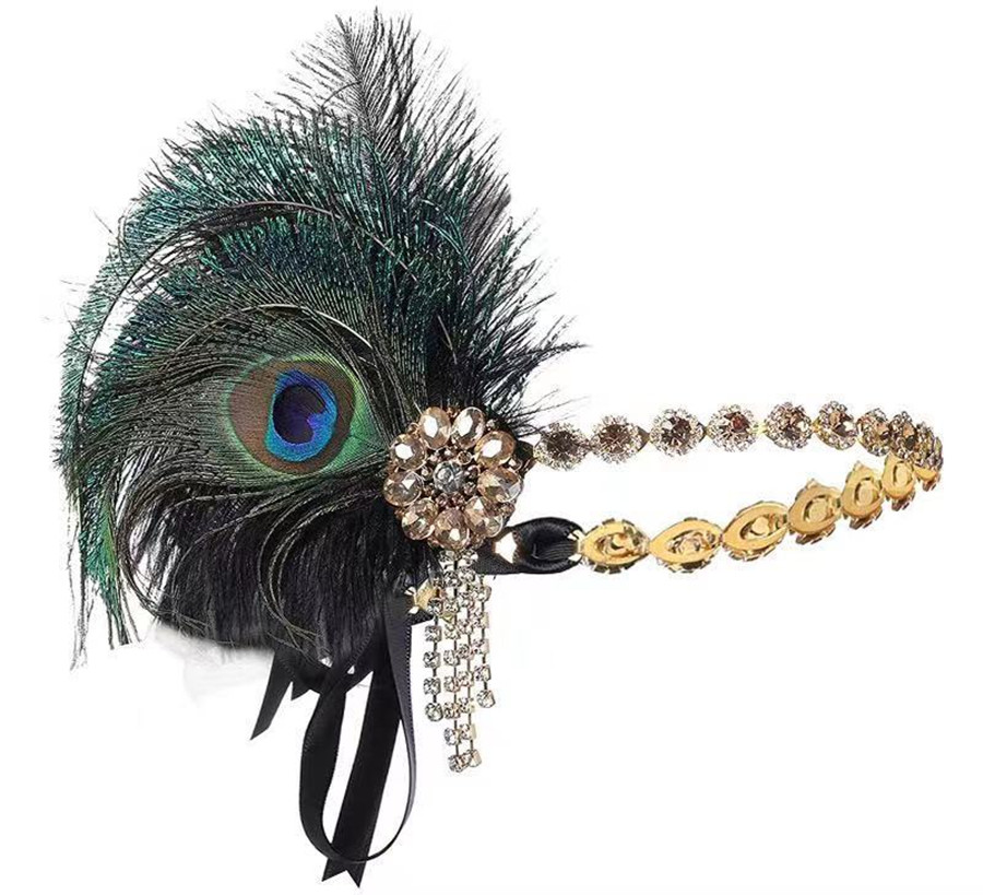Peacock Feather Elastic Hair B - Women'S Fashion Of The 1920S incelemesi ve fiyatı