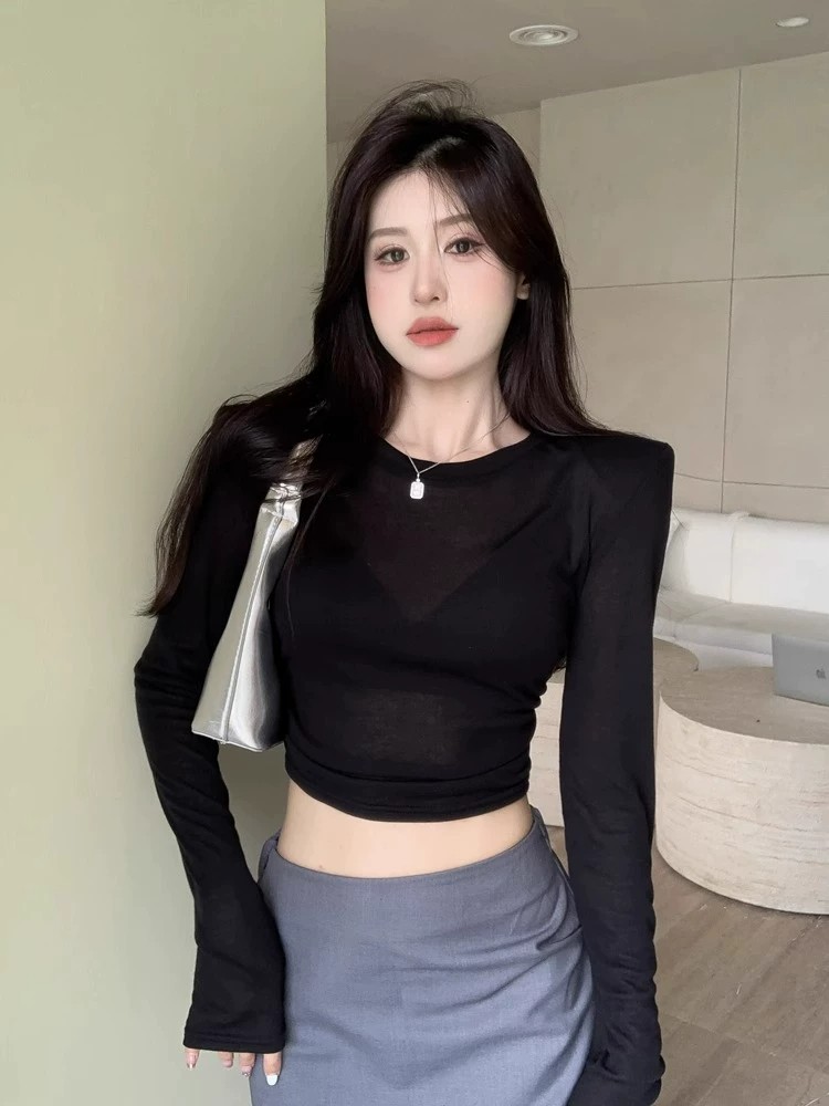 Y2K Sexy Shoulder Pads Long Sl - Crop Top Women incelemesi ve fiyatı